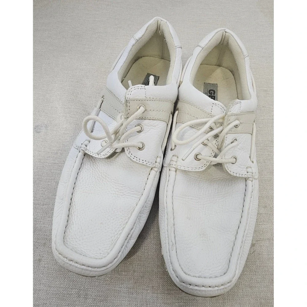 GBX Elite Boat Shoes Mens‎ 13M White Leather Loafers 00558731 Nautical Casual